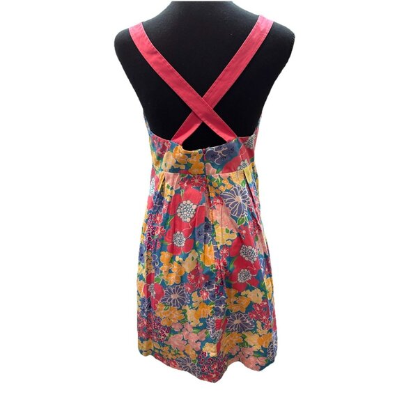 Lilly Pulitzer Halter Sun Dress Pink Size 6 Floral Zip Closure Cross Back Straps - Picture 3 of 5
